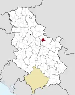 Location of the municipality of Malo Crniće within Serbia