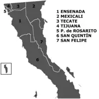 Map of the Municipalities of Baja California