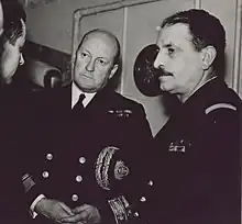 Admiral Murray with French Admiral Muselier at a briefing