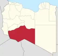 Map of Libya with Murzuq district highlighted