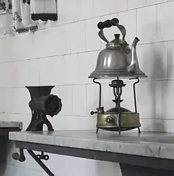 Kettle on a portable stove at the Museu da Baronesa, Brazil