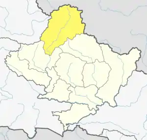 Location of Mustang (dark yellow) in Gandaki Province