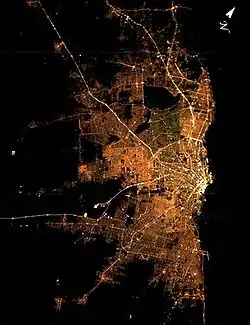 Satellite image of Greater Buenos Aires at night