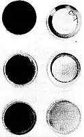 Post-flight appearance of Os, Ag, and Au mirrors from the front (left images) and rear panels of the Space Shuttle. Blackening reveals oxidation due to irradiation by oxygen atoms.