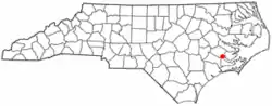 Location in Craven County and the state of North Carolina