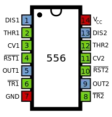 Pinout of 556 dual timer