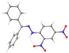 X-ray structure of DNP-derived hydrazone of benzophenone. Selected parameters: C=N, 128 pm; N-N, 138 pm, N-N-C(Ar), 119 pm