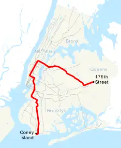 Map of the "F" train