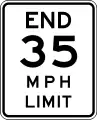 End speed limit 35 mph United States