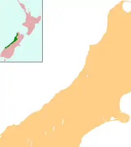 Map showing the location of Franz Josef Glacier /Kā Roimata o Hine Hukatere