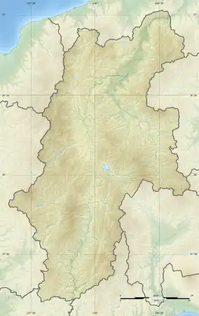 Map showing the location of Chūbu-Sangaku National Park