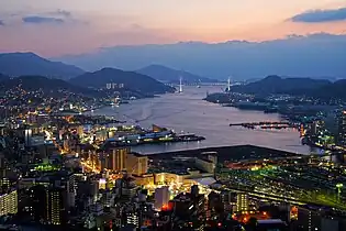 Night view of Nagasaki seen from Mount Konpira, 2012