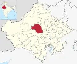 Location of Nagaur (Nāgaur) district in Rajasthan