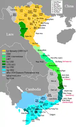 Đại Việt's territory expansion from 11th to 19th century