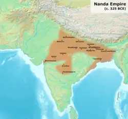 Possible extent of Dhana Nanda's empire