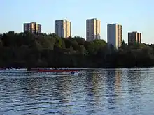 Apartment blocks photographed across the Erdre