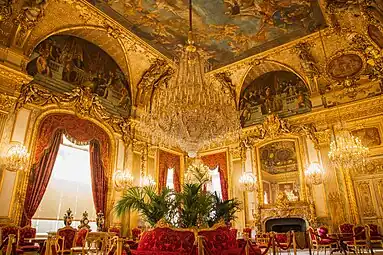 The Grand Salon of the apartments of the minister of state, currently known as the Napoleon III Apartments, in the Louvre Palace, Paris (1859-1860), designed by Hector Lefuel and decorated with paintings by Charles-Raphaël Maréchal