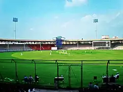 A view of a cricket ground during a match