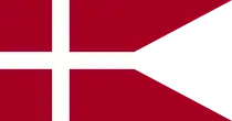 Naval ensign of Denmark (17th century). Note the darker kraprød colour (1939).