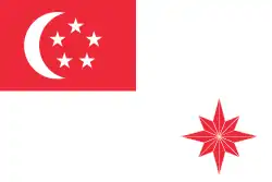 Eight-pointed red star in the Naval Ensign of Singapore.