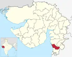 Location of district in Gujarat