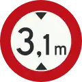 C19: No access for vehicles with a height, including the load, greater than indicated