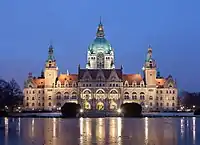 Hanover's New Town Hall at night