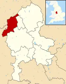 Newcastle-under-Lyme shown within Staffordshire