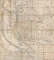 Map of Osaka, 1686