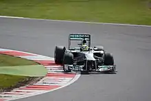 Mico Rosberg driving into a turn