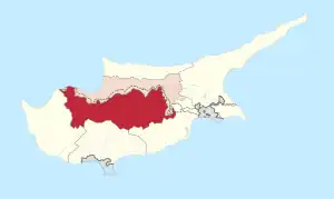 Location of the district in Cyprus