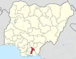 Location of Abia State in Nigeria