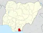 Map of Nigeria highlighting Akwa Ibom State