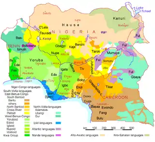 Overview map of Benin, Nigeria and Cameroon