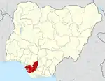 Map of Nigeria highlighting Delta State