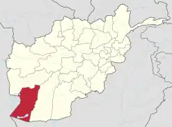 Map of Afghanistan with Nimruz highlighted