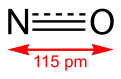 Skeletal formula of nitric oxide with bond length