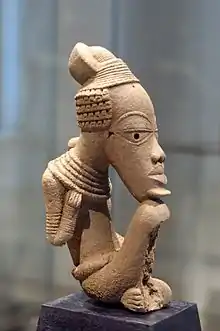 Seated figure; by artists of the Nok culture; 5th century BC-5th century AD; earthenware (central Nigeria); height: 38 cm; Musée du Quai Branly, Paris