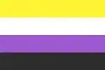 Yellow, white, light purple, and black stripes.