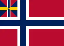 Merchant flag of Norway (1844–1898 with the union badge representing the union with Sweden)