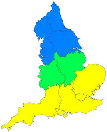 In this image, the official definition of Southern England is illustrated in yellow.