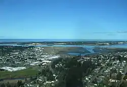 North Bend from above, looking toward the Pacific Ocean