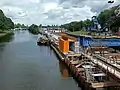 The canal along the metro tunnel construction site in Amsterdam