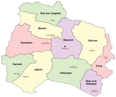 Counties of North Khorasan Province