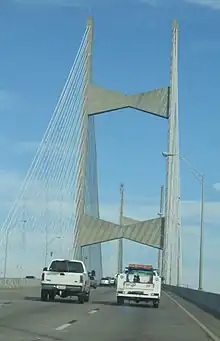 Northbound on the Dames Point Bridge in 2005.