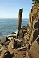 The Balancing Rock, a columnar basalt fragment of the North Mountain near Digby, Nova Scotia.