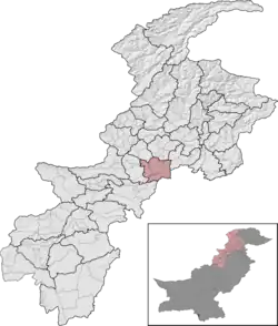 Nowshera District (red) in Khyber Pakhtunkhwa