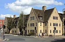 College buildings at the corner of New Road and Worcester Street