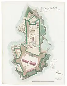 Drawing from 1811 showing the fortress New Älvsborg.