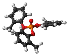 Ball-and-stick model of the tri-ORTHO-cresyl phosphate molecule